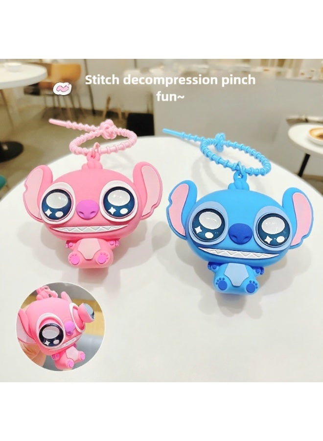 STITCH Pink Stitch Rubber Keychain with Pop-Out Eyes – Squeeze Stress Relief Keychain - Image 2